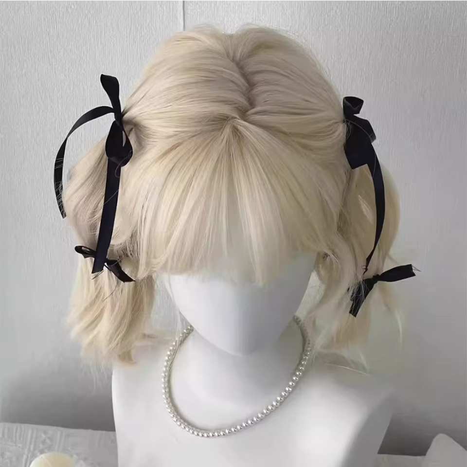 Perruque synthétique Lolita cheveux courts bouclés 12 pouces