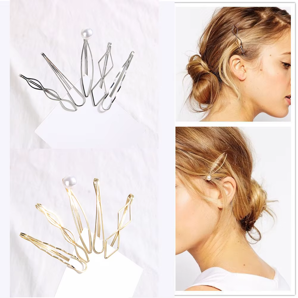 Lot de 5 pinces à cheveux dorées