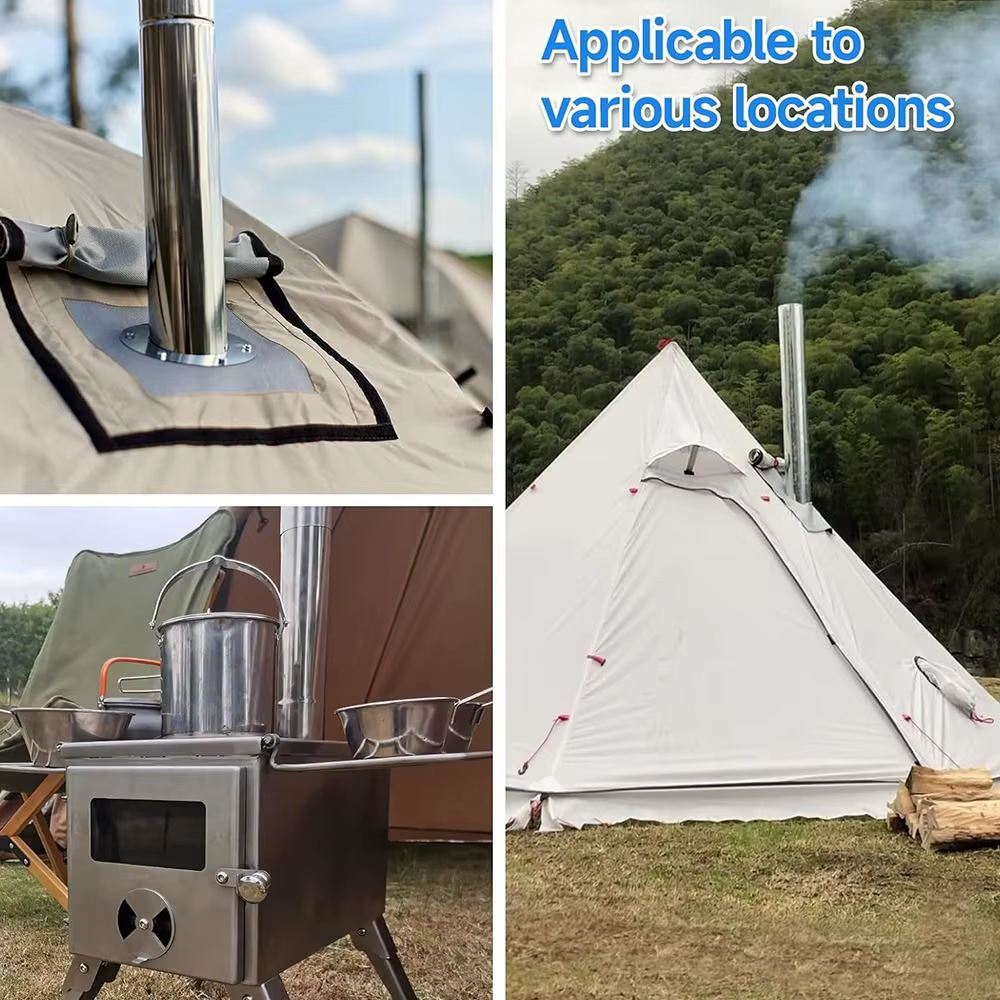 Nouveau Tube d'extension de conduit en acier inoxydable, diamètre 6CM, tuyaux de cheminée ronds, parafoudre de cheminée, Camping