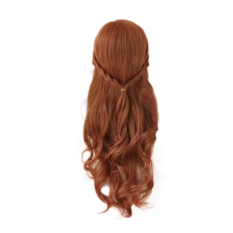 Anna Cosplay perruque princesse tressé longue marron ondulé résistant à la chaleur cheveux synthétiques Anime