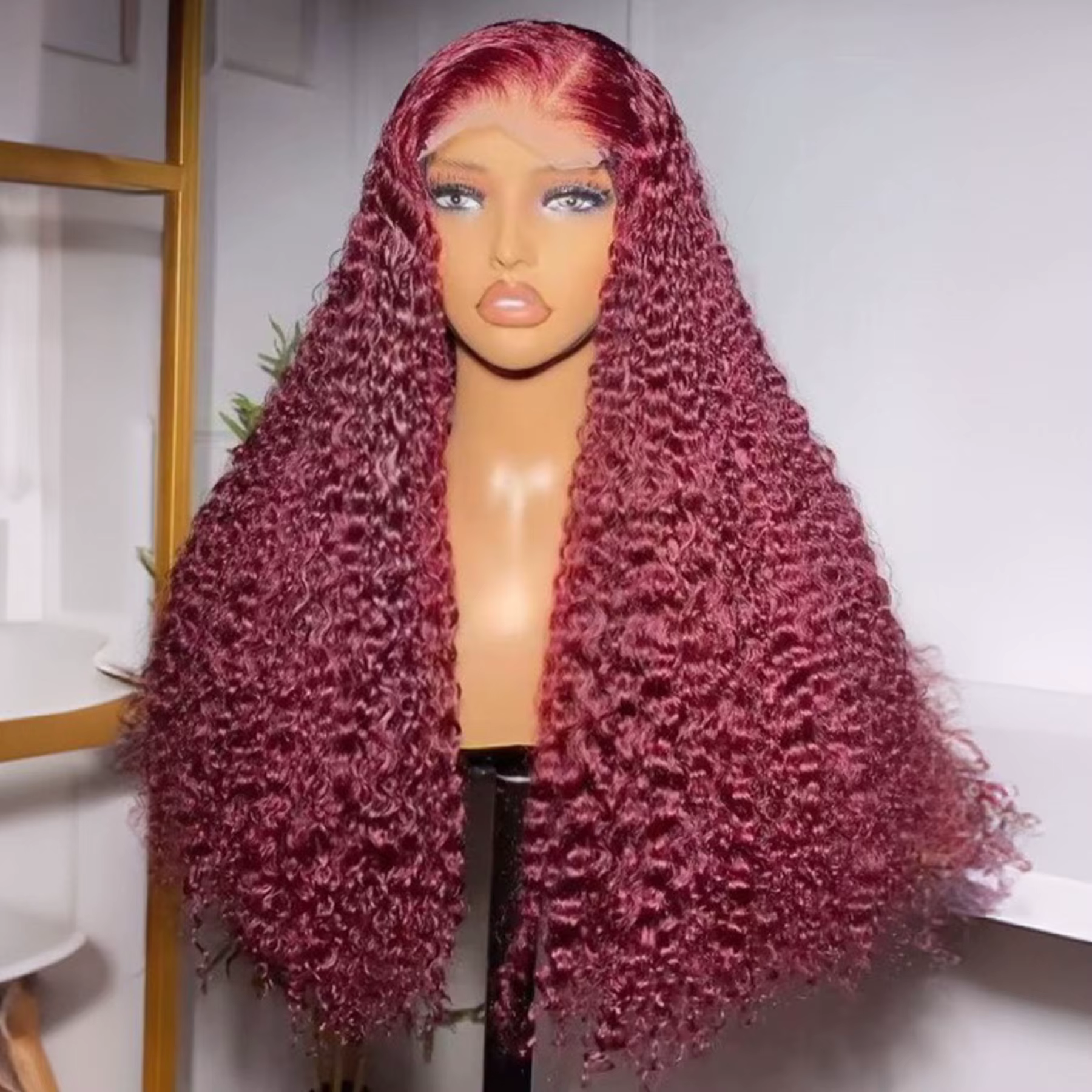 Perruque Lace Frontal Wig synthétique Deep Wave 99J