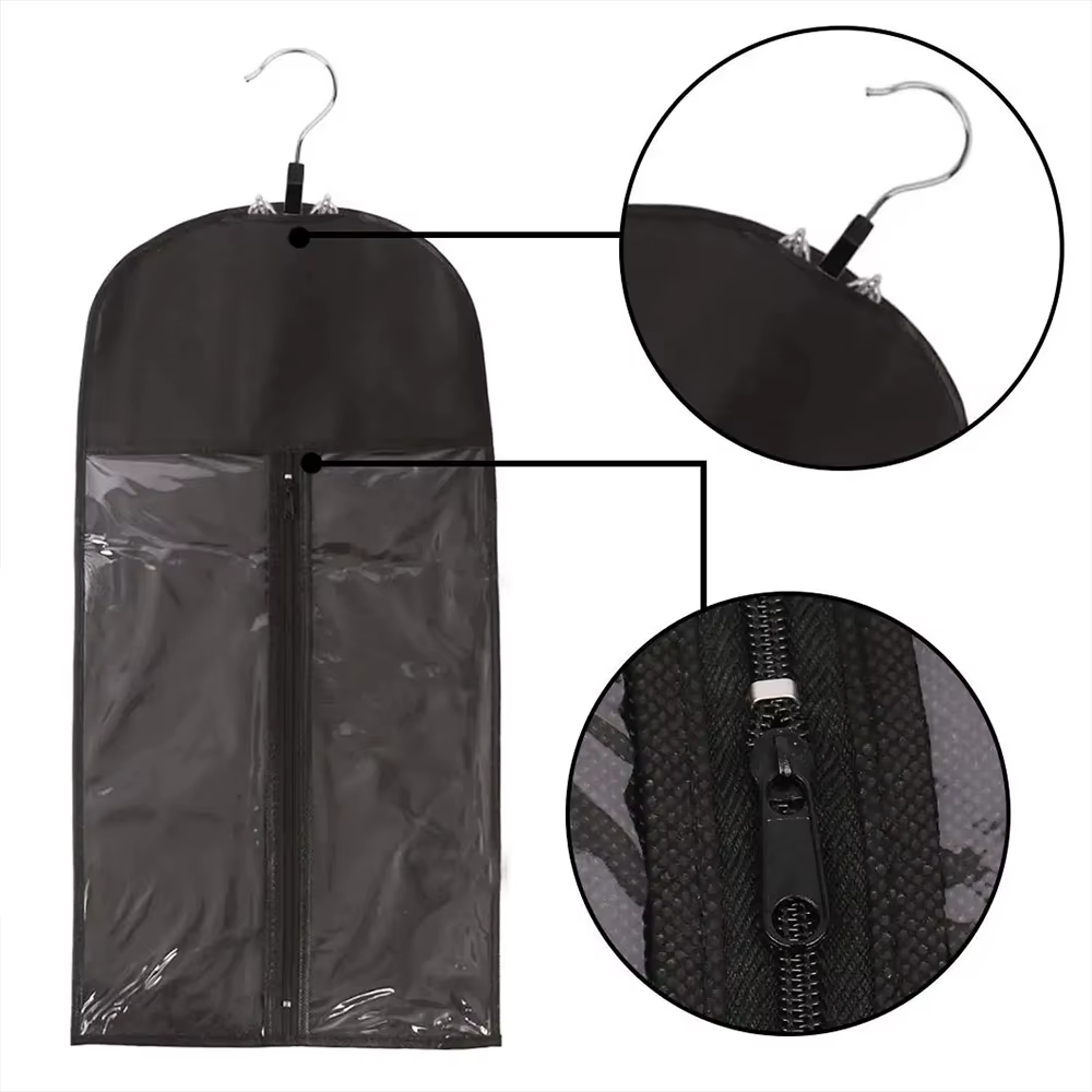 Sac de rangement portable noir pas cher pour perruques avec cintre