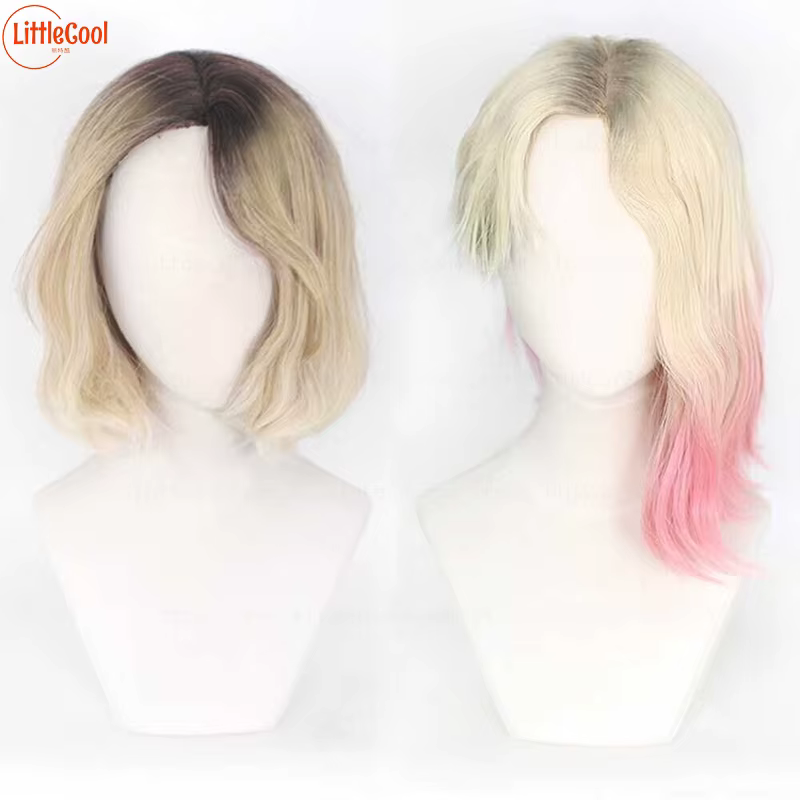 Gwen Stacy Cosplay perruque teinture teint blond rose dégradé