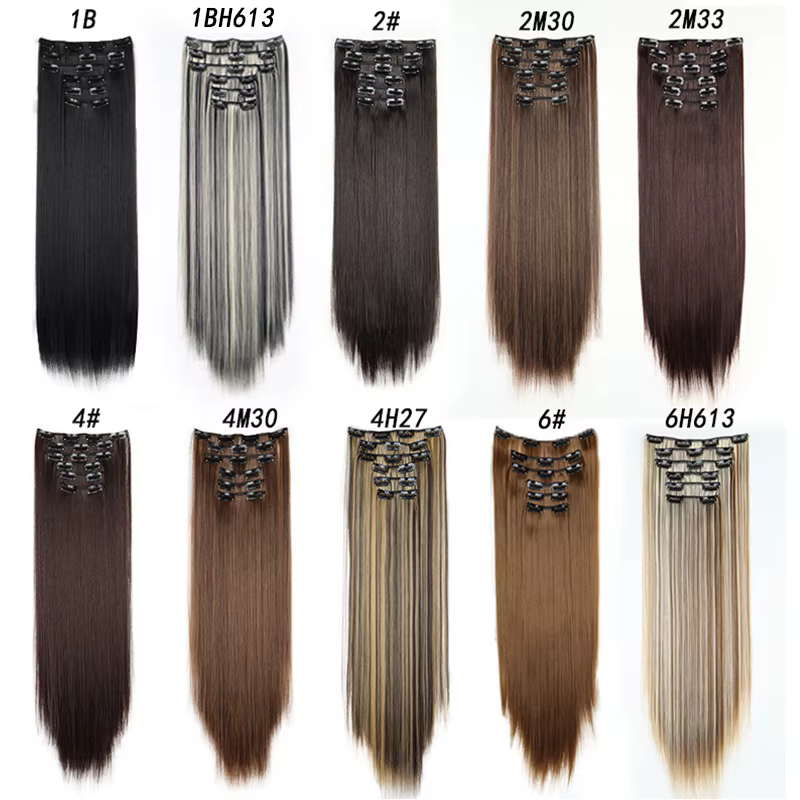 Extensions de cheveux noirs 24 pouces/60 cm
