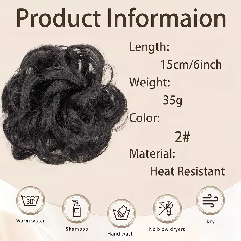 Extensions de chignon synthétiques bouclées courtes et désordonnées pour femmes
