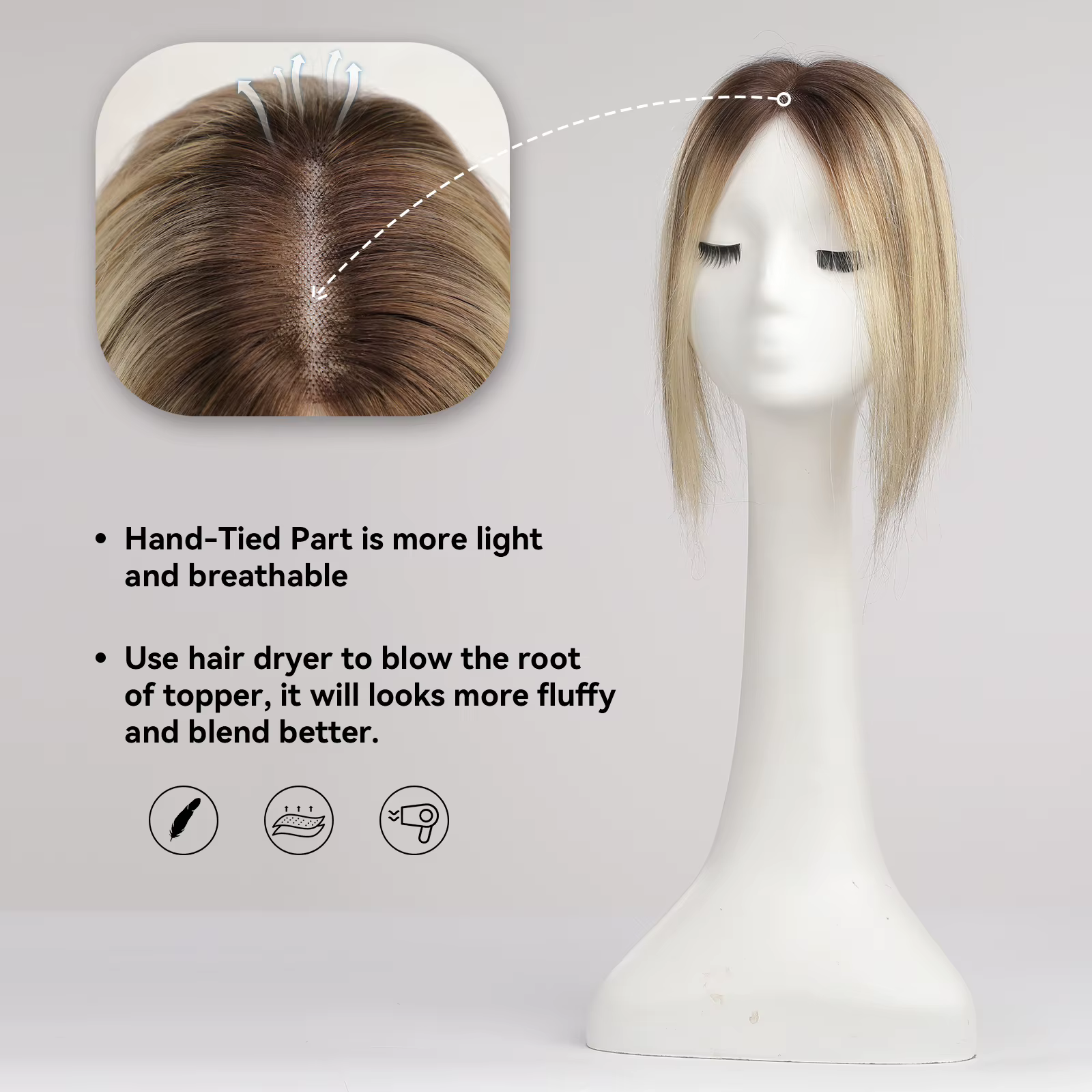 Cheveux Toppers partie centrale femmes