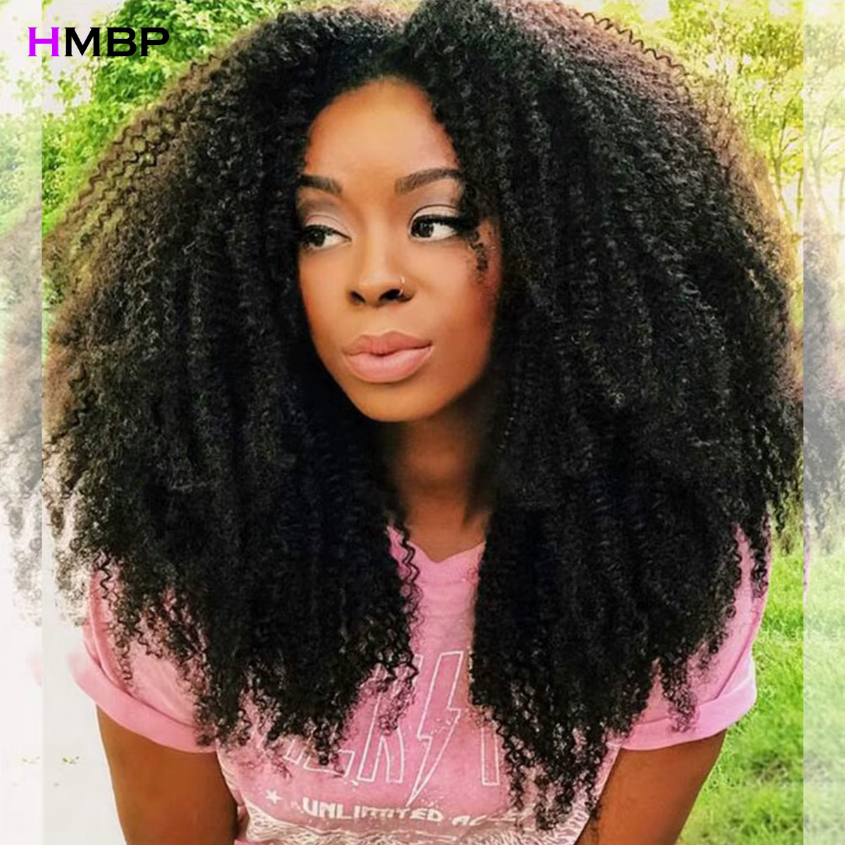 500 densité dentelle perruque cheveux humains Afro crépus bouclés