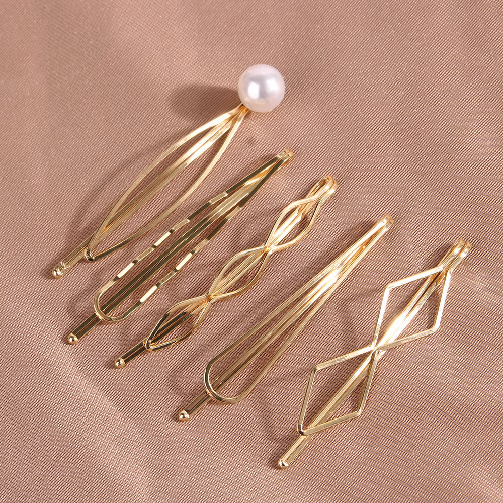 Lot de 5 pinces à cheveux dorées