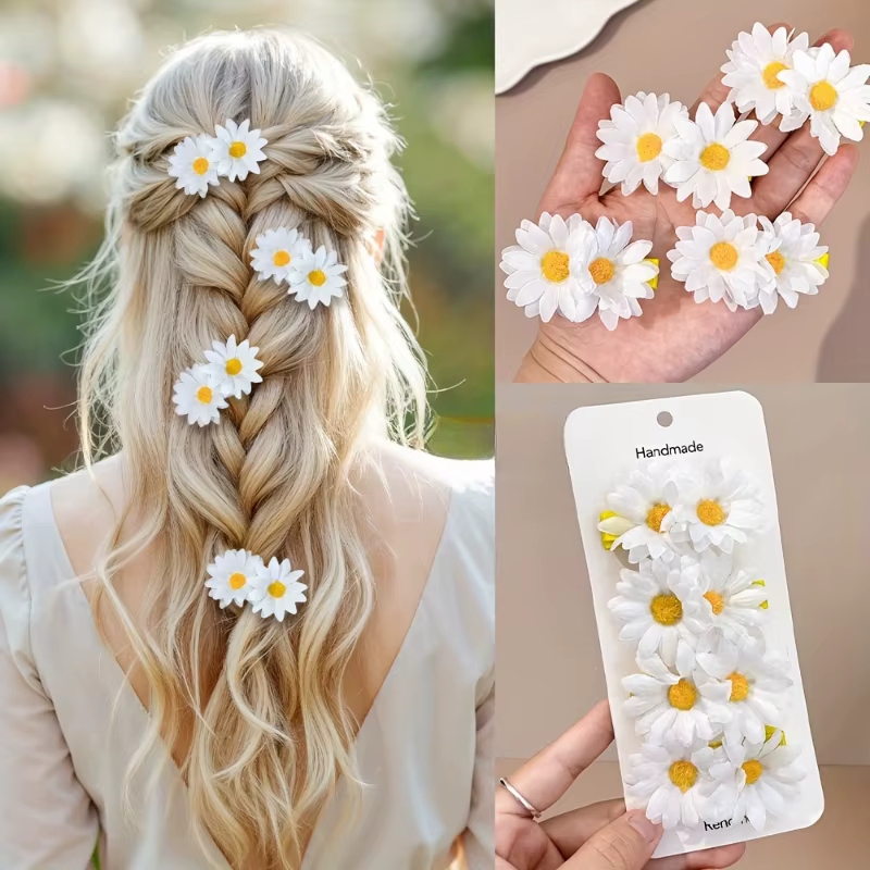 8 pinces à cheveux en forme de fleur de marguerite
