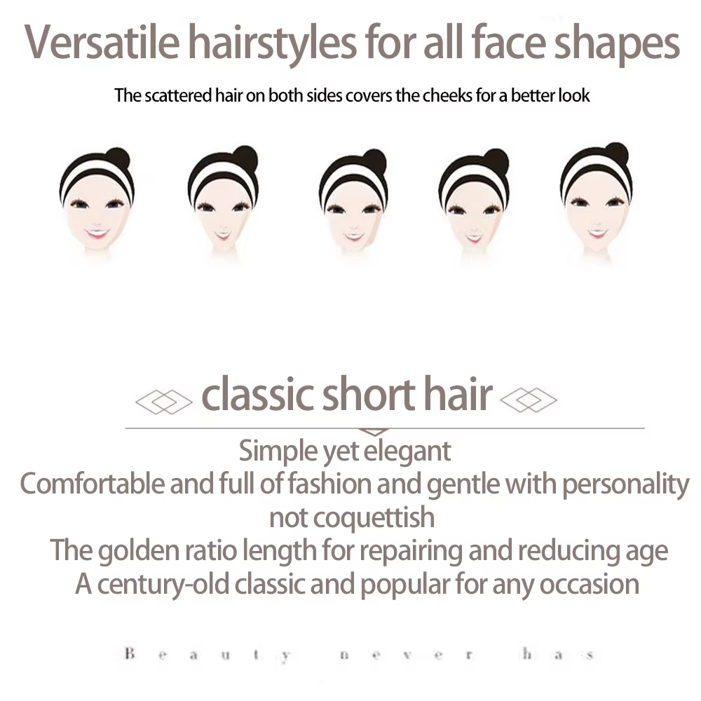 Perruque Synthétique Courte et Lisse Bob Réglable pour Femme