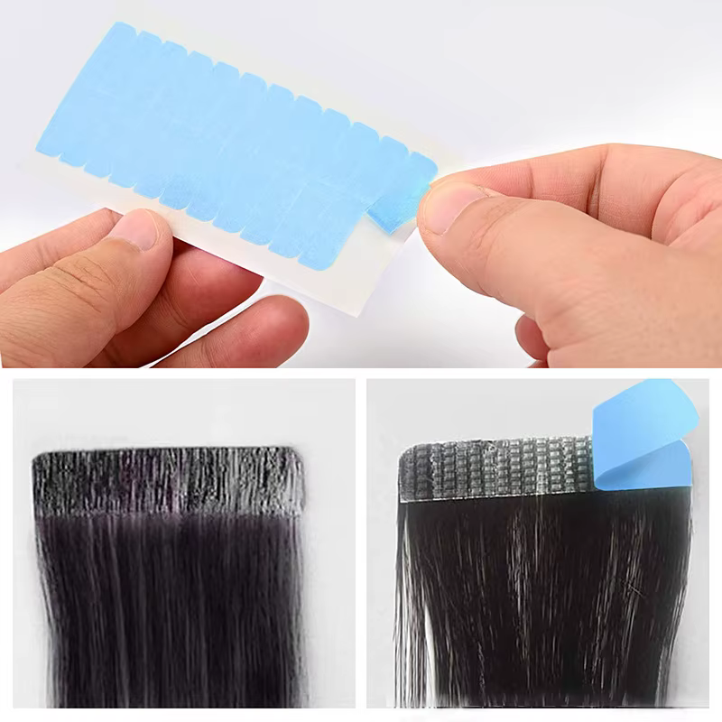 5 feuilles 60 pièces ruban d'extension de cheveux 4 cm * 0.8 cm onglets