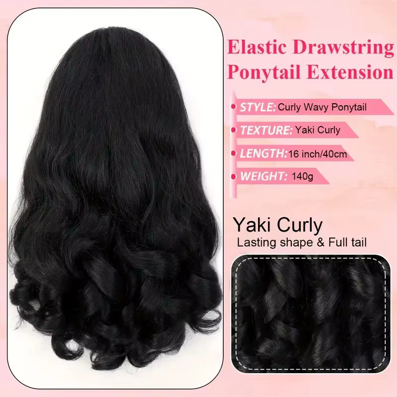 Extension de queue de cheval bouclée synthétique Yaki Bergame pour femme