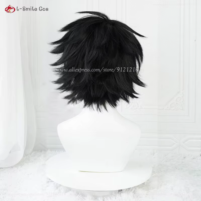 Haute qualité Anime L Cosplay perruque pour hommes L. Lawliet noir