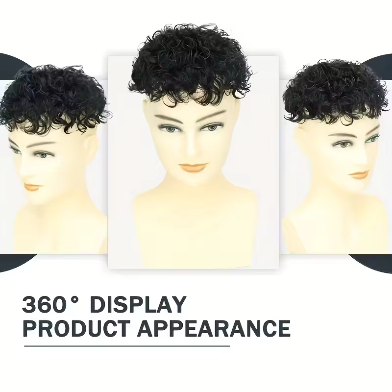 Perruque de cheveux humains noirs naturels pour hommes