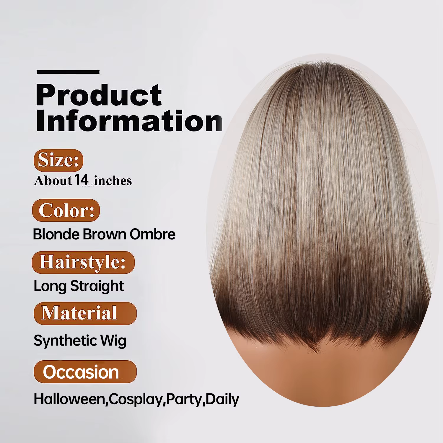 Perruques synthétiques courtes et lisses pour femmes, perruques Bob ombrées blondes à brunes avec frange, faux cheveux résistants à la chaleur pour fête Cosplay quotidienne