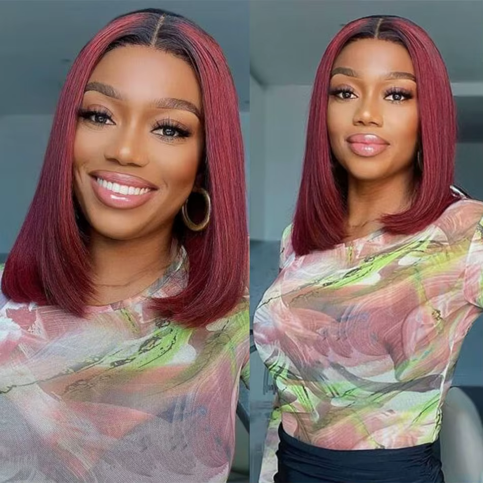 Tissage en lot brésilien naturel lisse ombré bordeaux