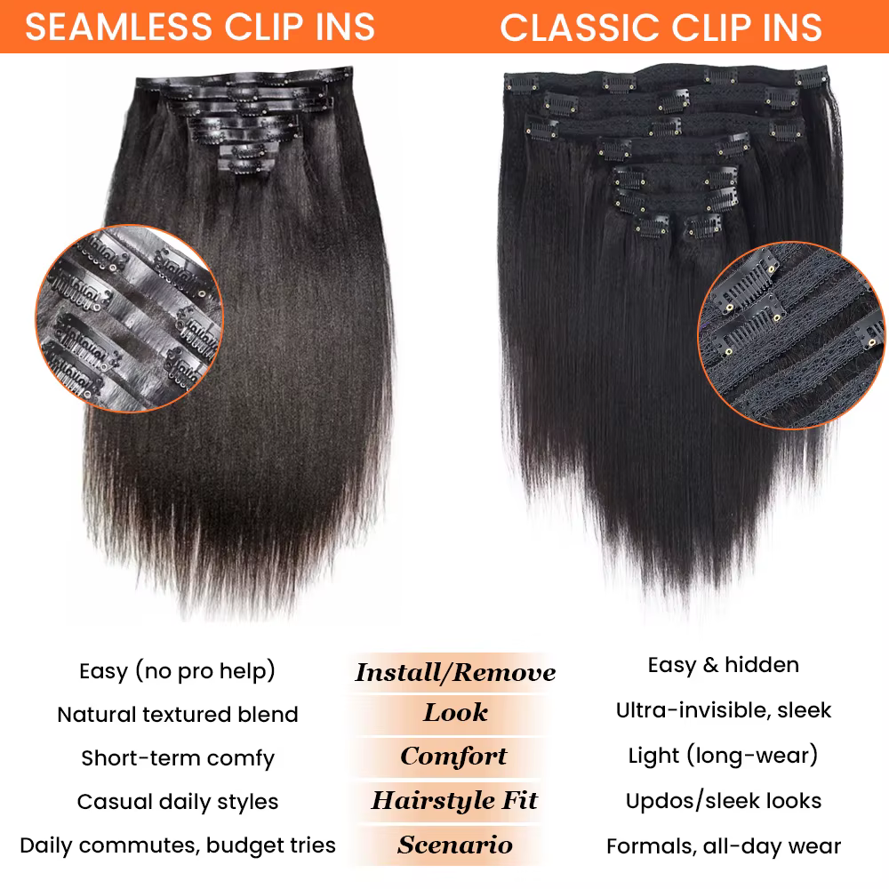 Extensions de cheveux humains Yaki lisses sans couture