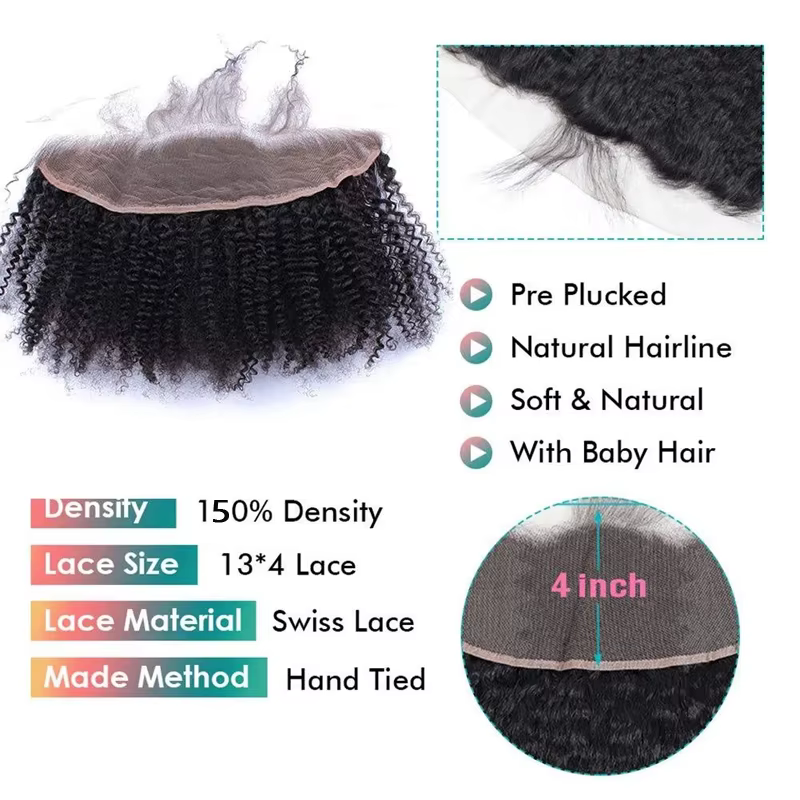 Tissage Afro bouclé et crépu avec Lace Frontal Closure d'oreille à oreille