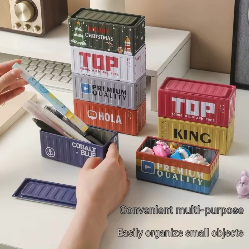 Conteneur de rangement en fer Compact, organisateur de bureau créatif, Tube de fournitures de bureau, organisateur de bureau, boîte en métal, Mini conteneur 