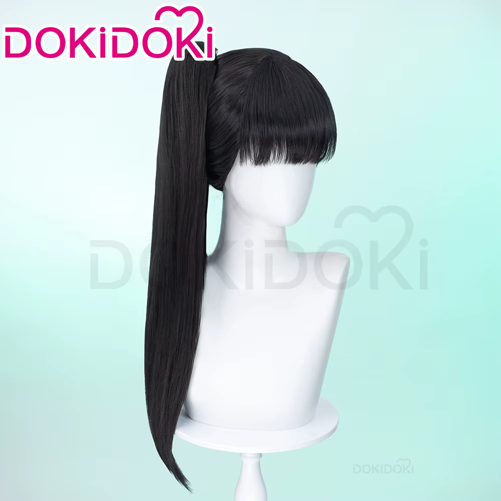 DokiDoki-Perruque cosplay noire pour femme