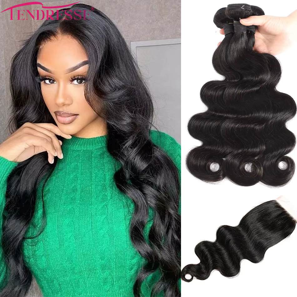 Bundles de tissage de cheveux humains avec fermeture à lacet