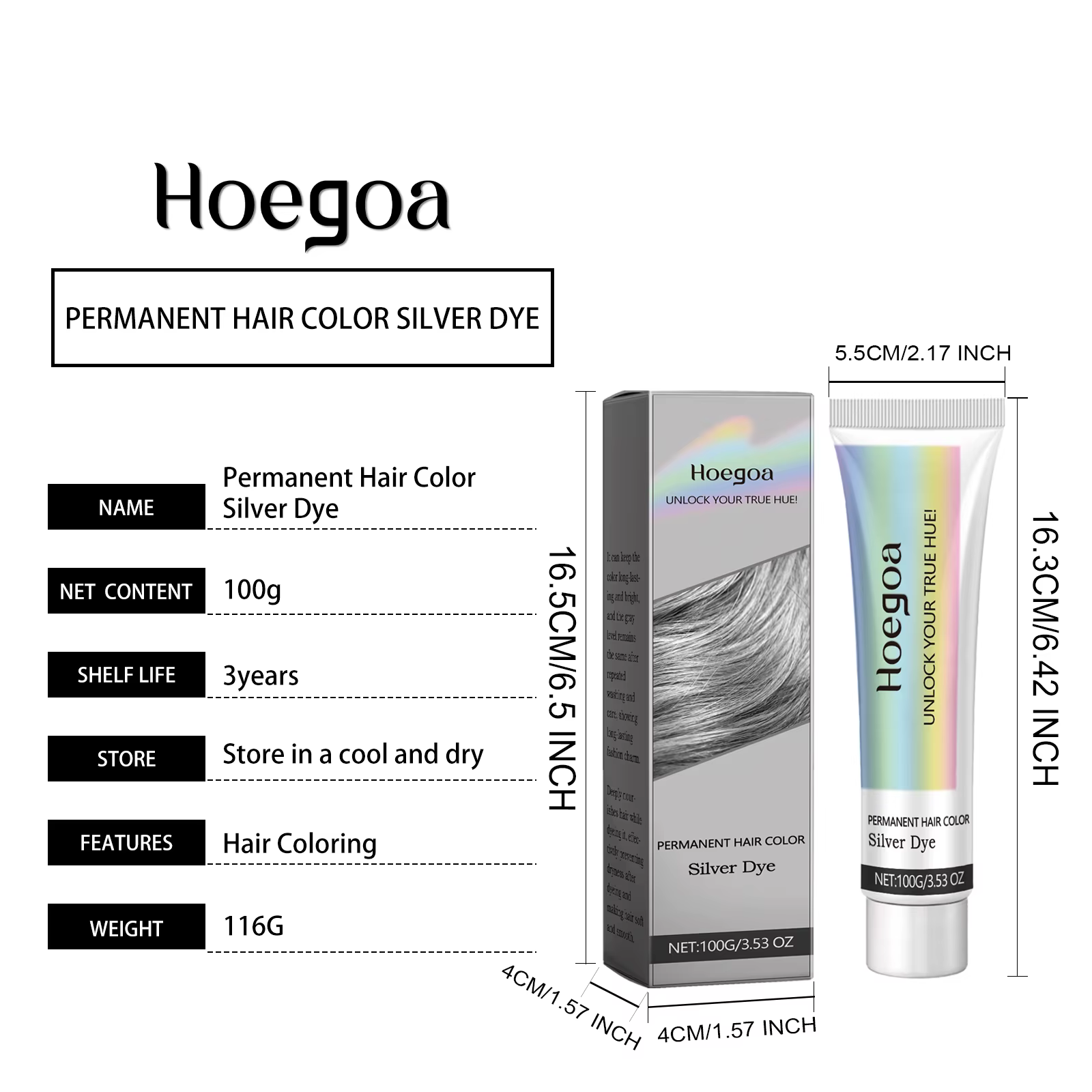 HOEGOA couleur grise mode charme teinture pour cheveux alimentation en profondeur effet Stable longue durée formule
