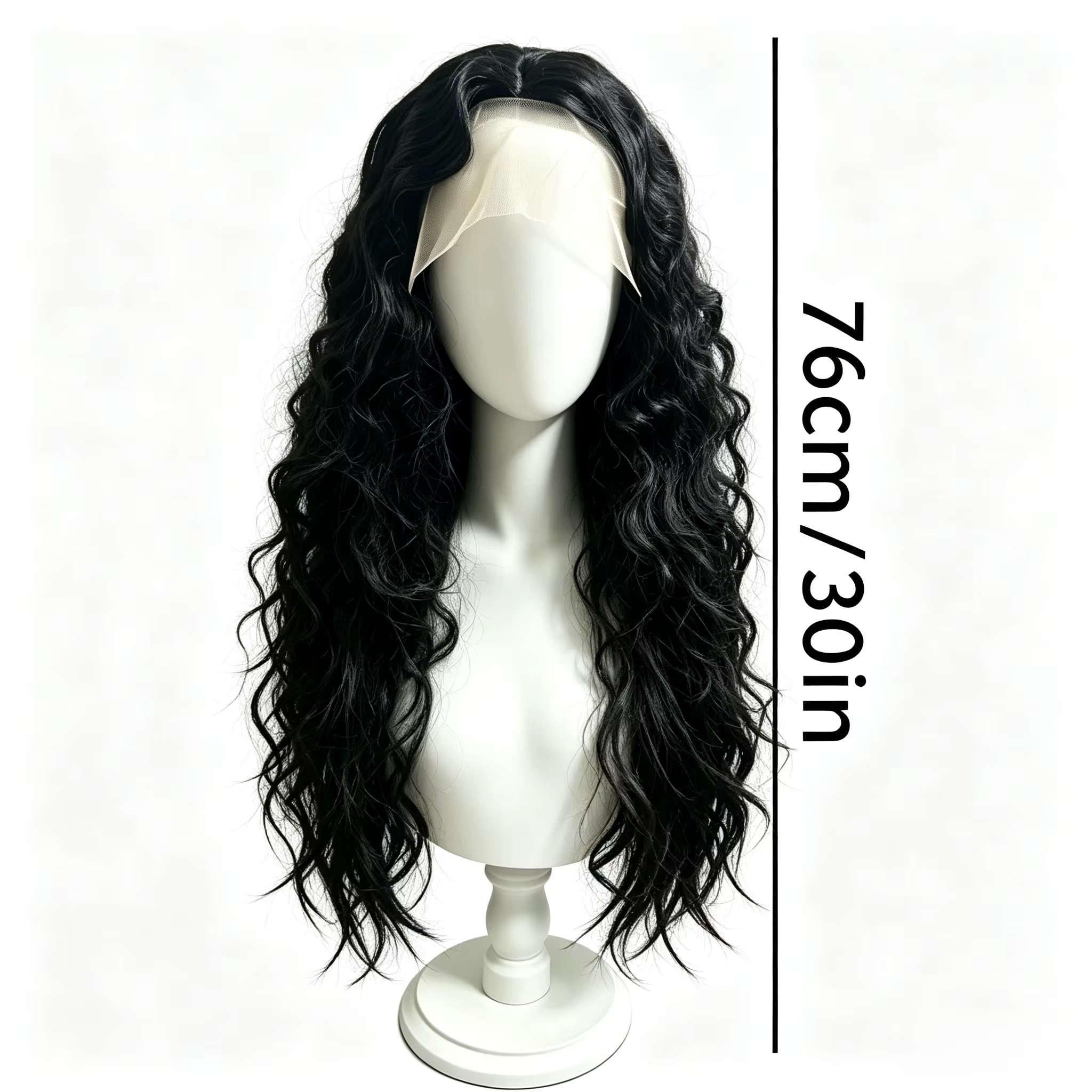 Perruque synthétique noire bouclée longue pour femme