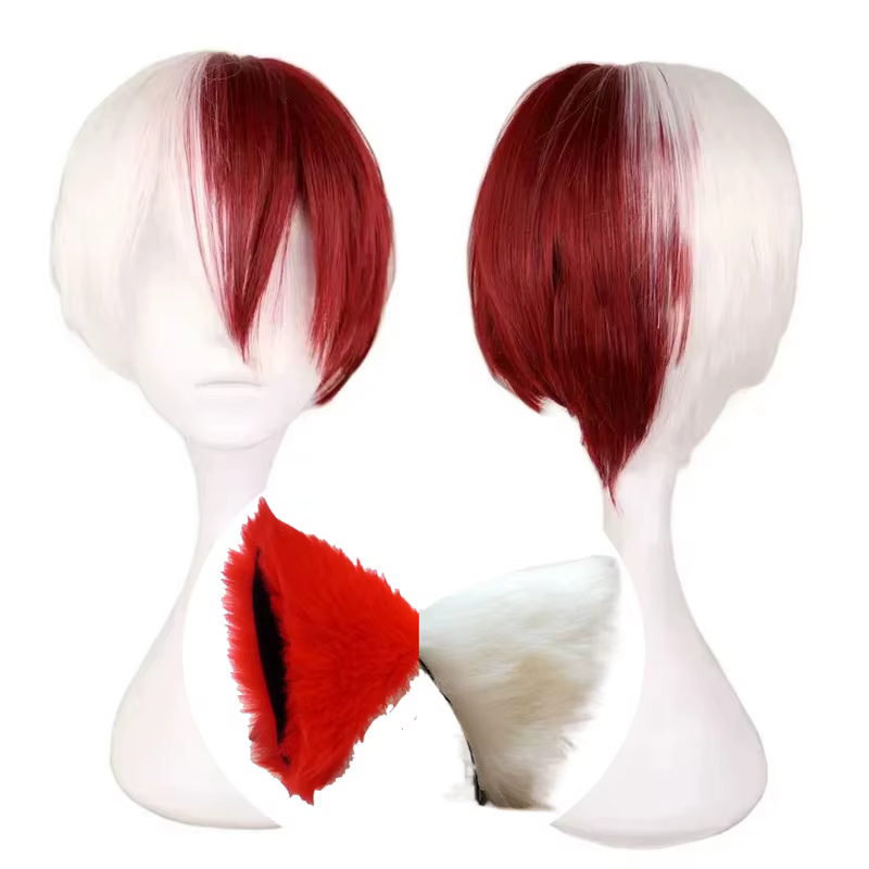 Perruque de cosplay de haute qualité Boku no Shoto Todoroki Shouto
