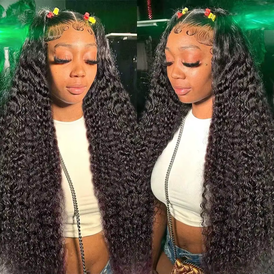 Perruque Lace Frontal synthétique bouclée crépue 13x4