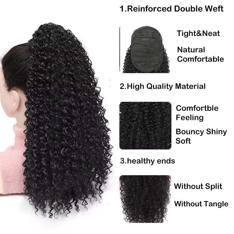 Longue queue de cheval de cheveux bouclés moelleux pour les femmes Extensions