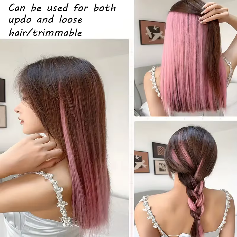 Extensions de cheveux à clipser pour femmes avec reflets de couche intérieure