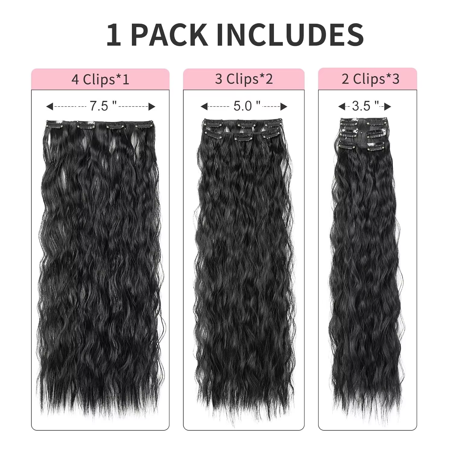 Extensions de cheveux synthétiques 6 pièces