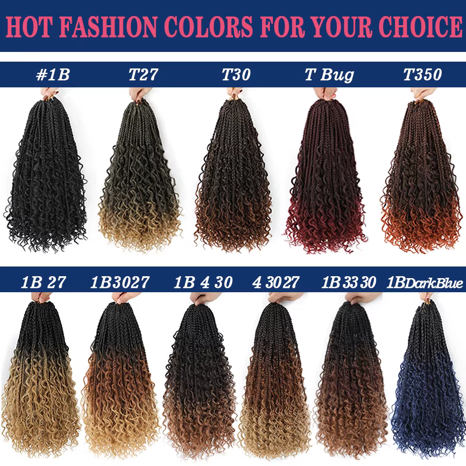 Boîte tresses Crochet cheveux pour femmes noires 18 pouces bouclés