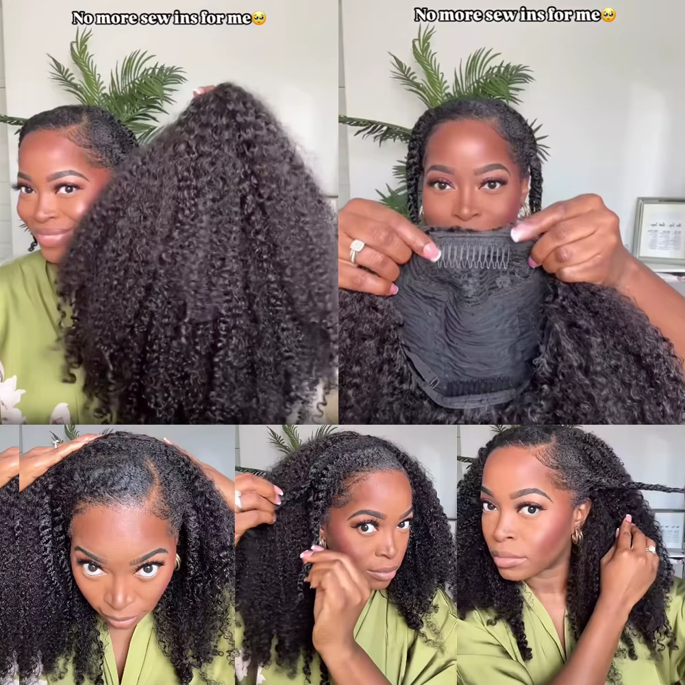 Demi-perruque de cheveux humains 180%