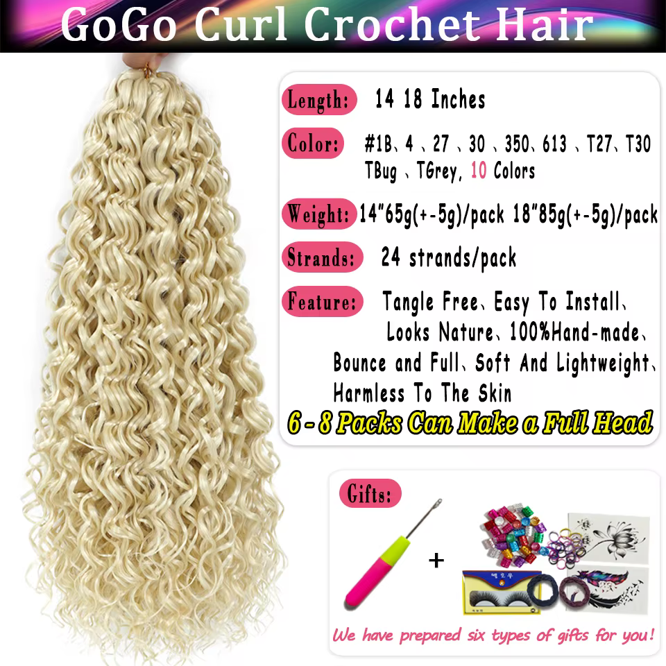 Extensions de cheveux au crochet ondulés style Beach Curl