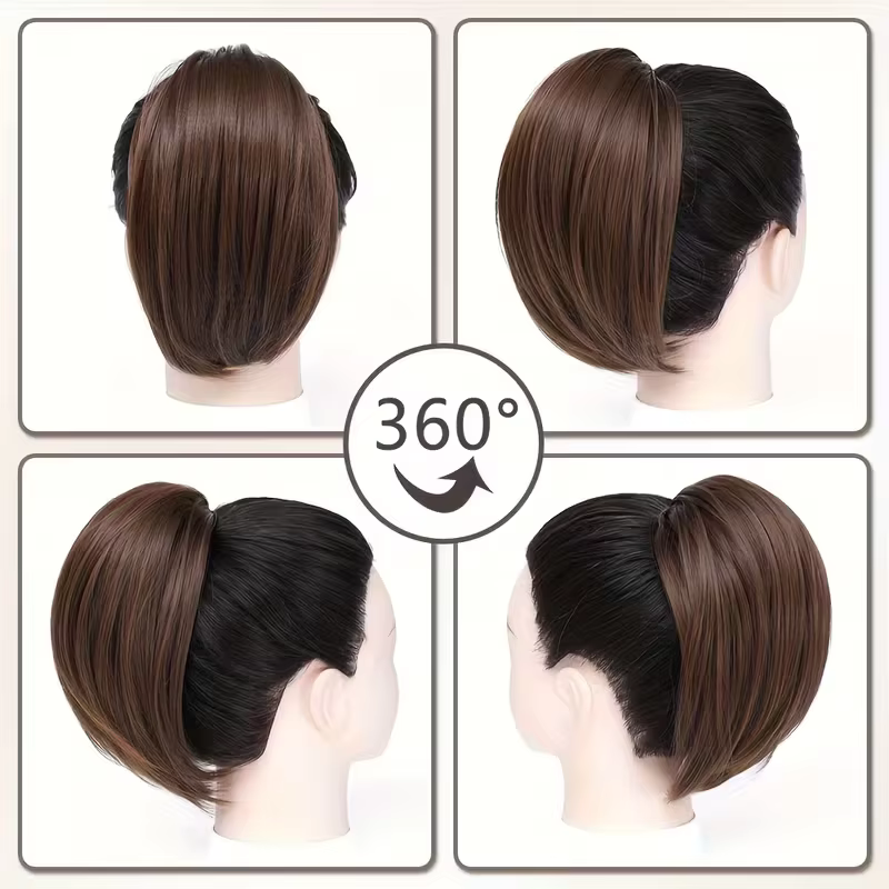 Pour cheveux courts : Queue de cheval synthétique ondulée à clipser