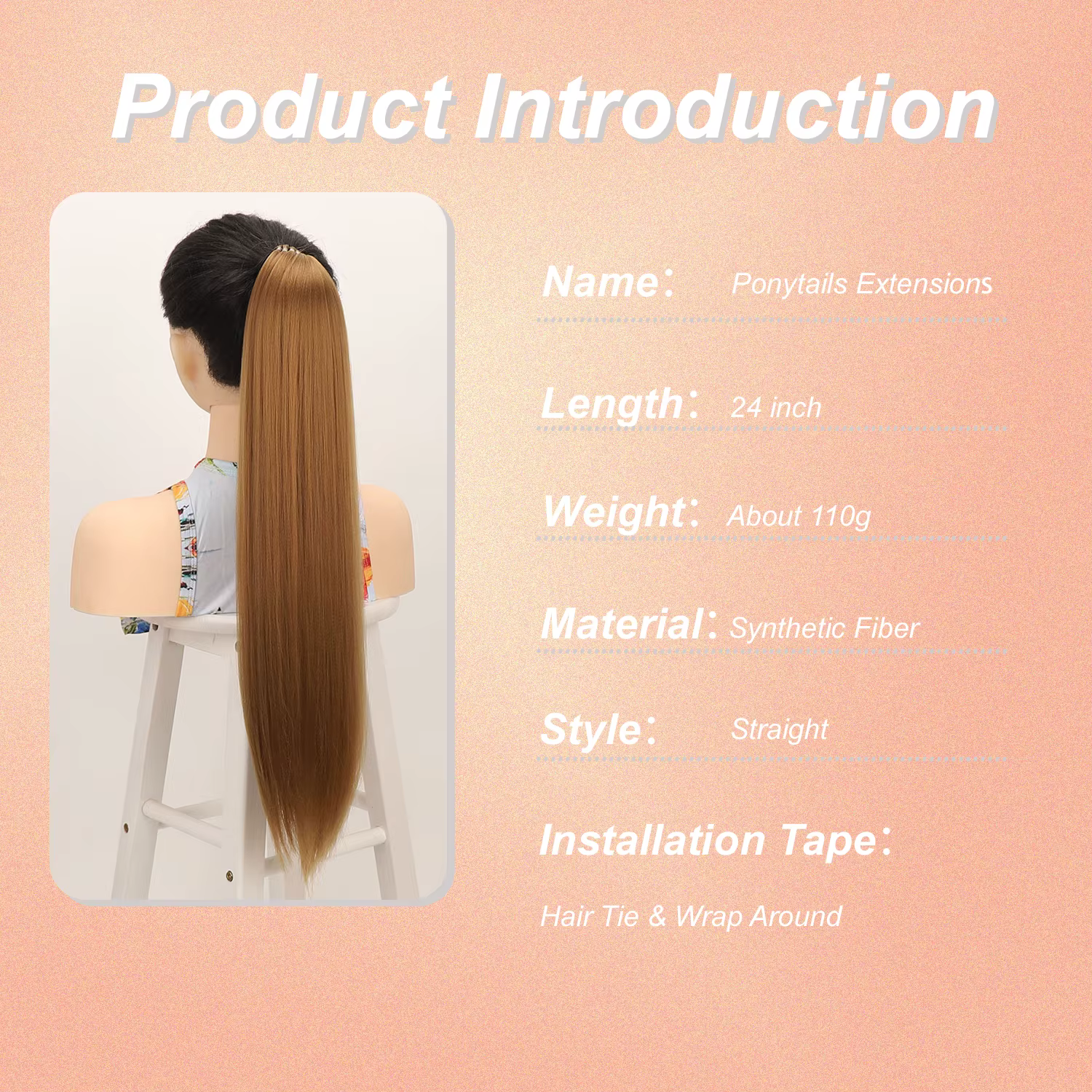 Extensions de cheveux queue de cheval longues tressées avec élastique