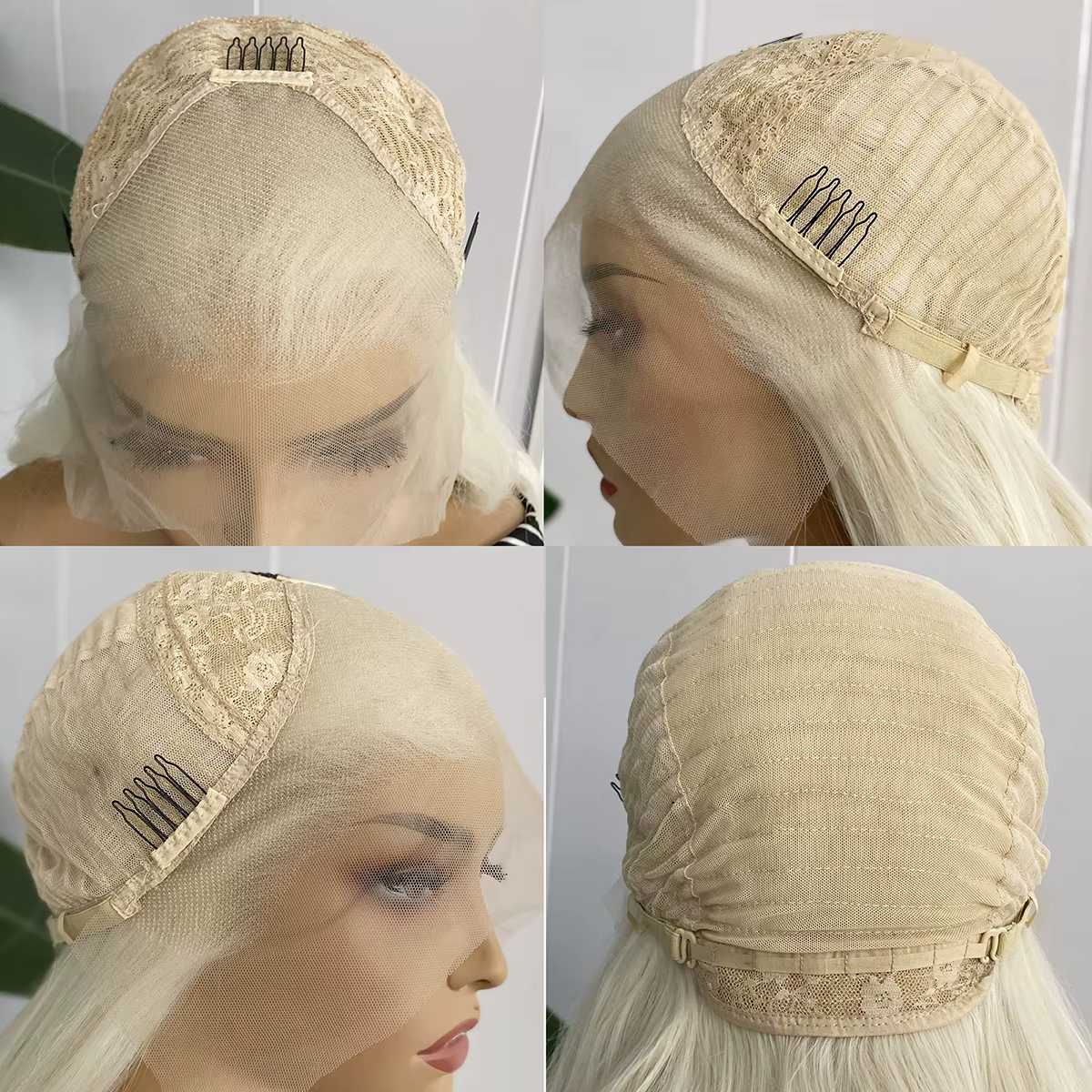 Perruque Lace Front Wig synthétique Blonde platine