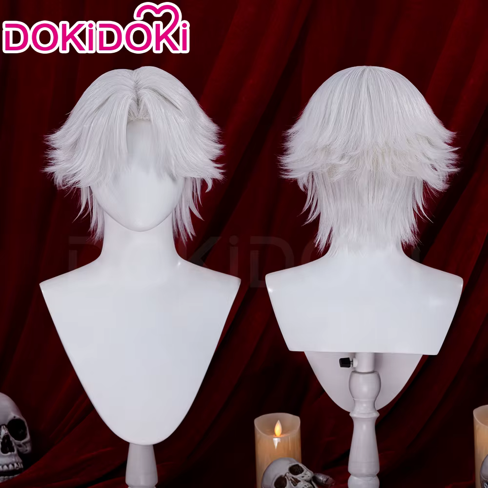【Partiellement prêt à être expédié】Perruque Dante Vergil V Lady Nico Trish pour Cosplay de jeu DokiDoki, cheveux gris argenté et blancs, collier Mary Dante