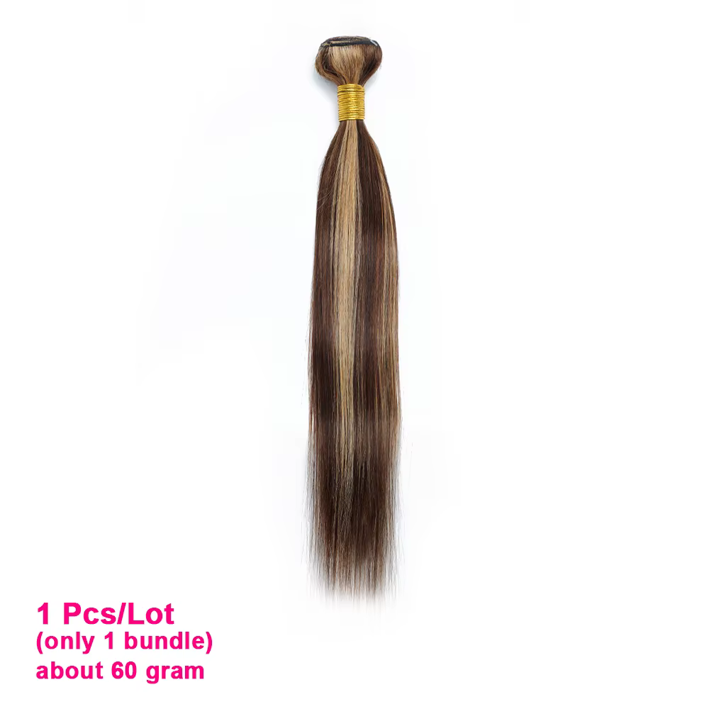 60 grammes P4/27 mettre en évidence les paquets de cheveux humains 10 à 22 pouces pré-coloré brun blond Extensions
