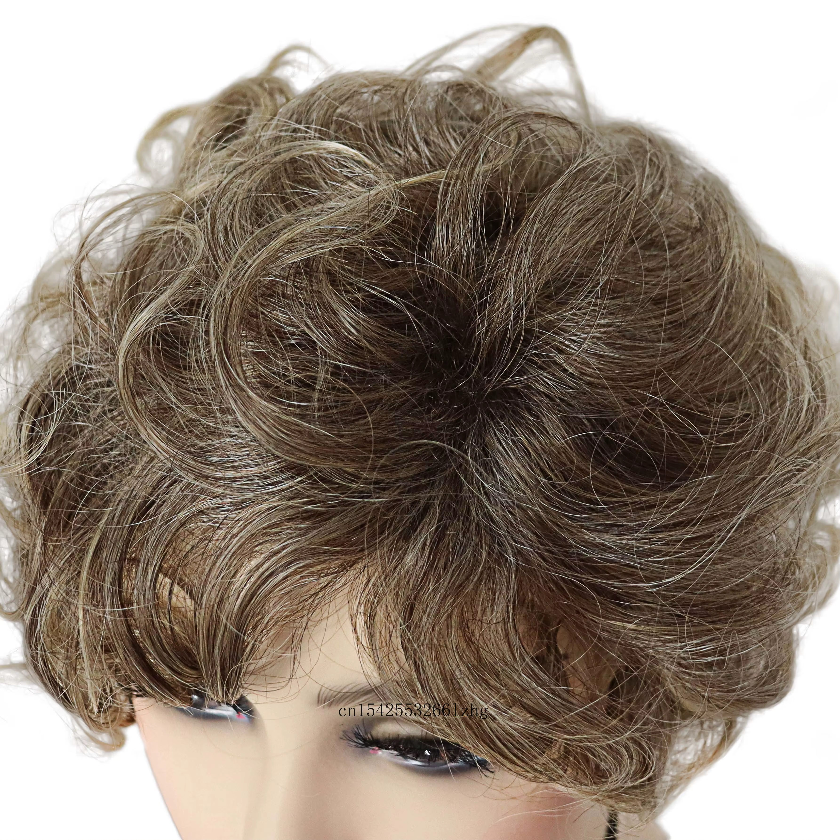 Perruques synthétiques pour femmes cheveux courts bouclés mélange perruque blonde avec frange coiffure naturelle maman
