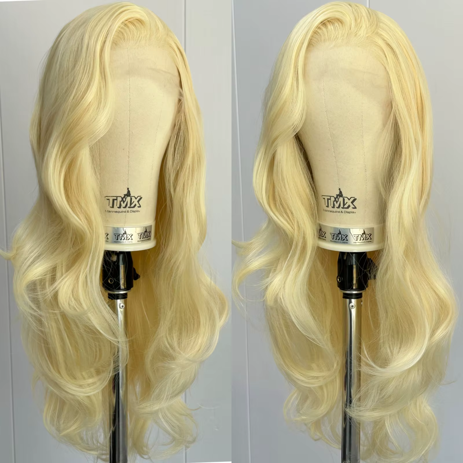 Perruque Lace Front Wig synthétique longue bouclée ondulée Blonde 613