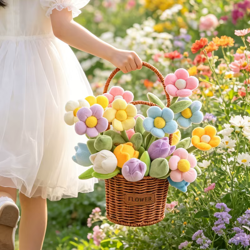 Magnifiques jouets en peluche tulipes et tournesols réalistes, doux et rembourrés, jouets floraux de jardin, jouets créatifs pour bouquets DIY, décoration douce pour chambre et fête
