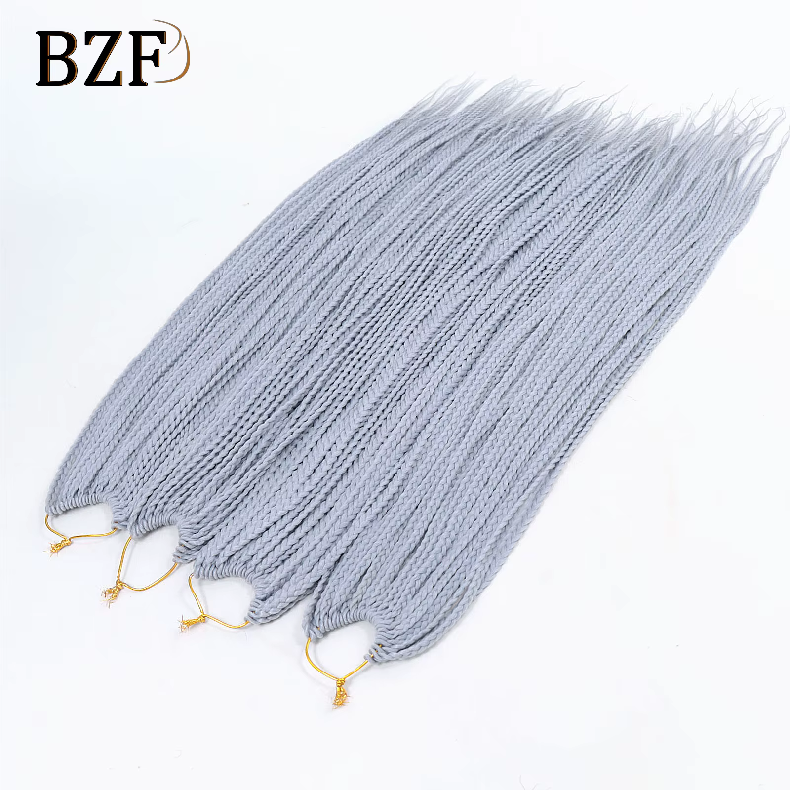 Extensions de Tresses Synthétiques Grises au Crochet pour Femme