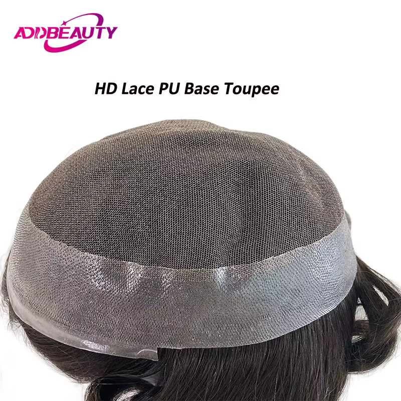 Prothèse capillaire pour hommes en dentelle HD et PU