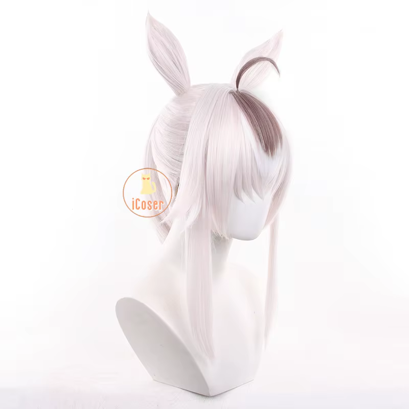 Anime Uma Musume cendrillon gris Oguri casquette Cosplay perruque chapeaux lumière blanche cheveux oreilles Halloween fête femmes filles carnaval accessoires