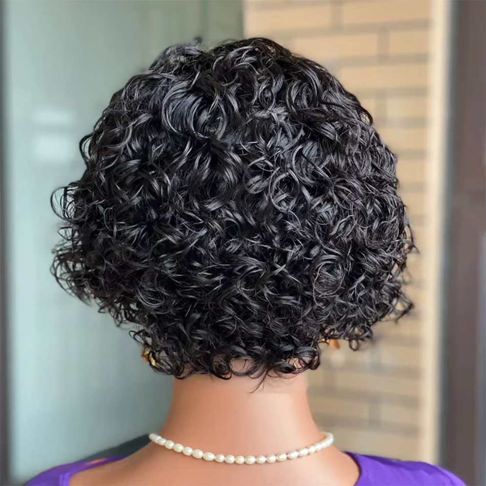 Perruques coupe lutin bouclées de haute qualité 13*4