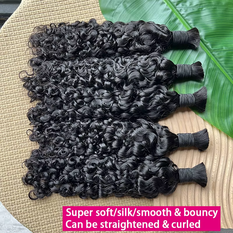 Cheveux humains en vrac bruts pour tresser en gros birmans bouclés Boho tresses Extensions