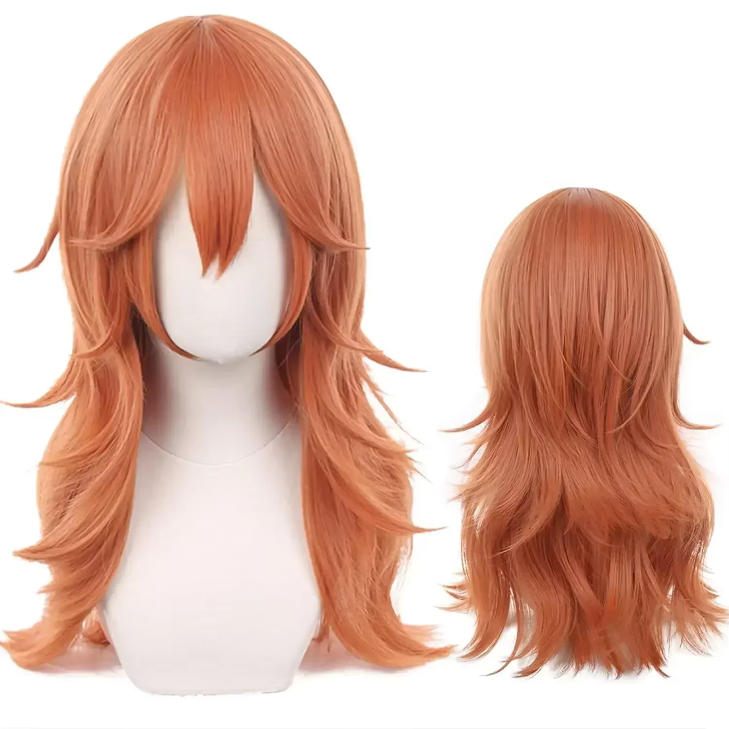 Ange diable pour tronçonneuse homme frange longue Orange marron Cosplay perruques Halloween Costume fête adulte cheveux perruque