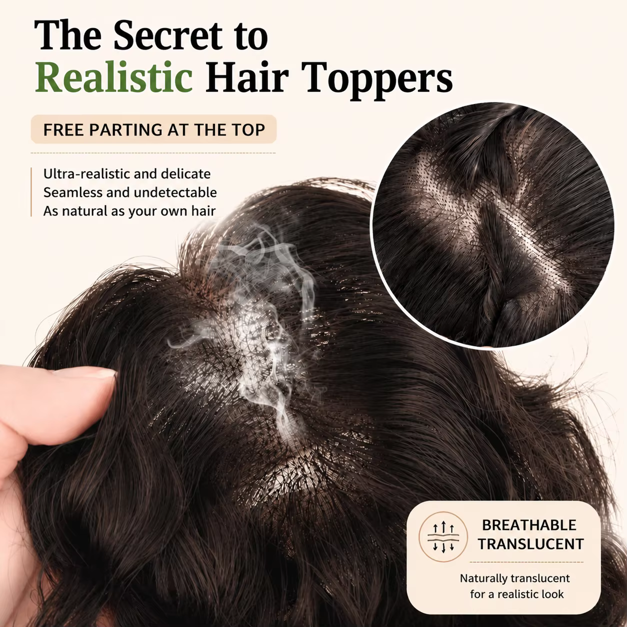 Topper de cheveux humains bouclés pour femmes